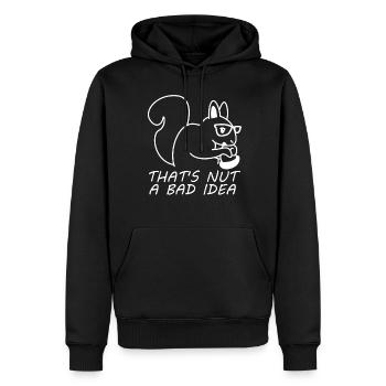 Écureuil Nerrd avec noix - Sweat à capuche Premium bio Homme - noir - Devant - Nico (187cm)