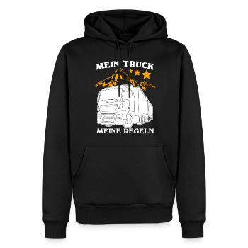 LKW Witz Trucker LKW-Fahrer Lastwagen - Männer Premium Bio Hoodie - Schwarz - Vorne - Nico (187cm)