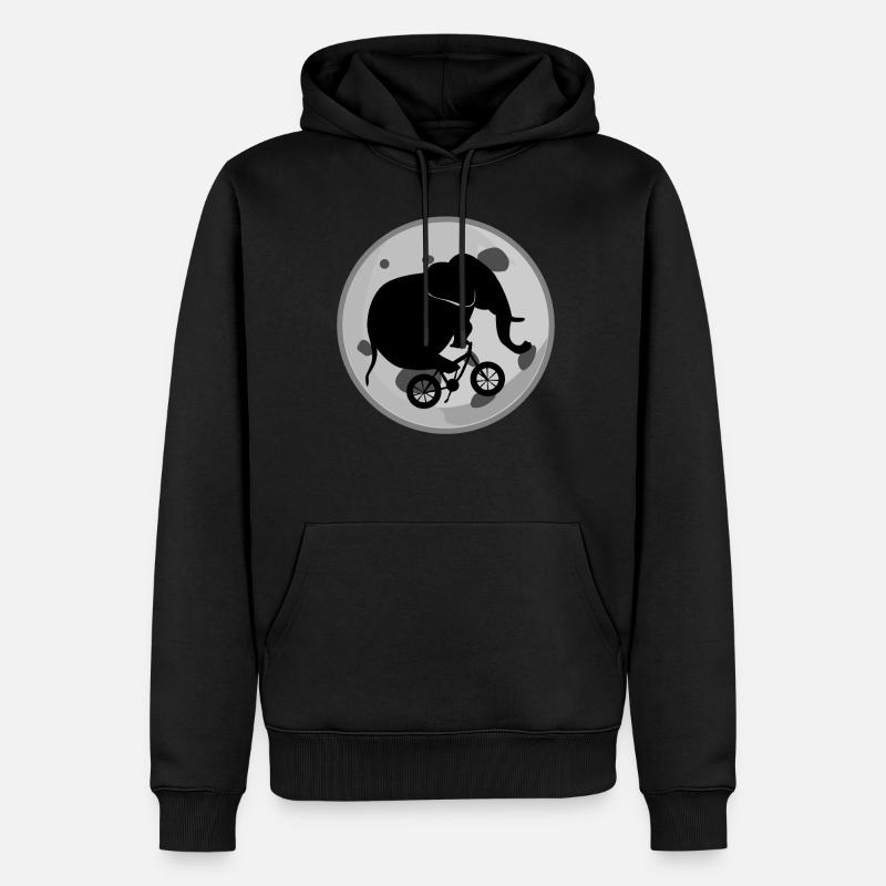 Éléphant sur un vélo Éléphants - Sweat à capuche Premium bio Homme - noir