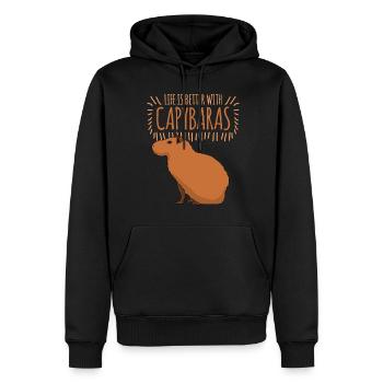 Capybara Capybaras - Sweat à capuche Premium bio Homme - noir - Devant - Nico (187cm)