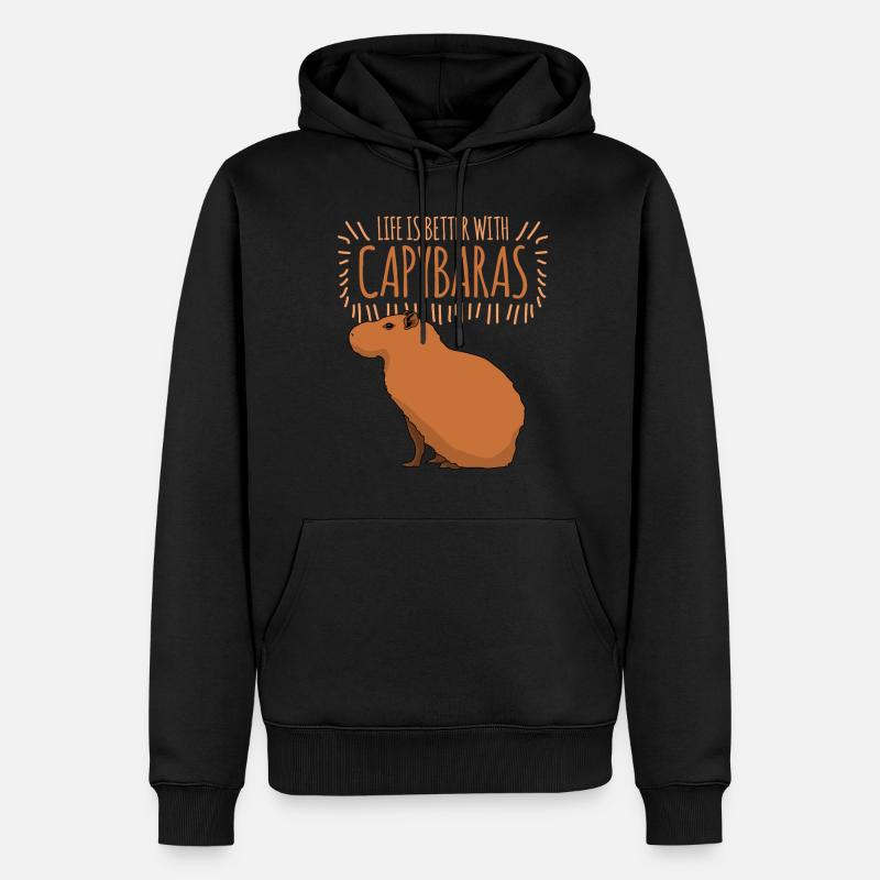 Capybara Capybaras - Sweat à capuche Premium bio Homme - noir