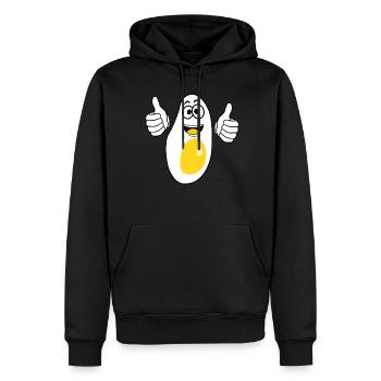 Oeufs Oeuf au plat - Sweat à capuche Premium bio Homme - noir - Devant - Nico (187cm)