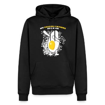 Oeufs Oeuf au plat - Sweat à capuche Premium bio Homme - noir - Devant - Nico (187cm)
