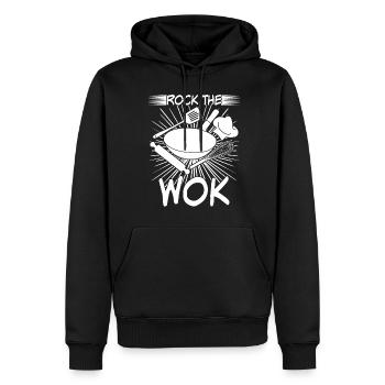 Wok cuisine asiatique - Sweat à capuche Premium bio Homme - noir - Devant - Nico (187cm)