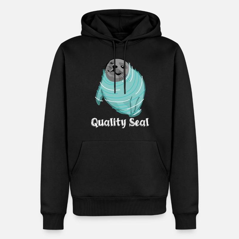 Label de qualité Pinneped - Sweat à capuche Premium bio Homme - noir