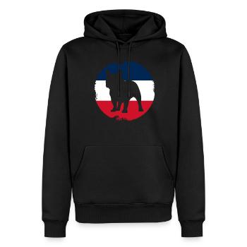 Bouledogue français - Sweat à capuche Premium bio Homme - noir - Devant - Nico (187cm)