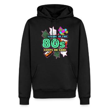 années 1980 80 Rétro - Sweat à capuche Premium bio Homme - noir - Devant - Nico (187cm)