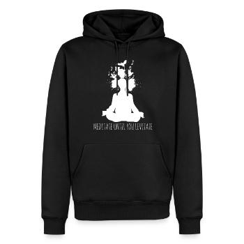 Meditation Levitation Meditating Yoga - Men’s Premium Organic Hoodie - black - Front - Nico (187cm)