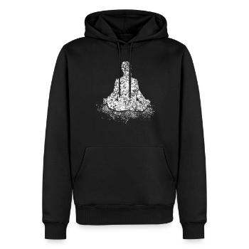 Meditation in Rain Meditating Yoga - Men’s Premium Organic Hoodie - black - Front - Nico (187cm)