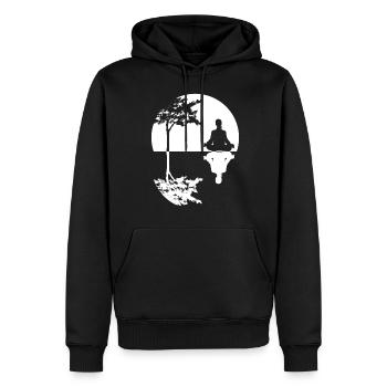 Meditation Tree Meditating Yoga - Men’s Premium Organic Hoodie - black - Front - Nico (187cm)