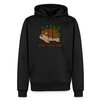 Hedgehog with Bad Hair Day Hedgehogs - Männer Premium Bio Hoodie - Schwarz - Vorne - Nico (187cm)