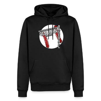 Baseball pour les vieux hommes - Sweat à capuche Premium bio Homme - noir - Devant - Nico (187cm)