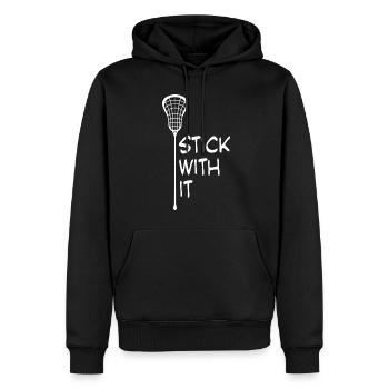 Blague sur la crosse - Sweat à capuche Premium bio Homme - noir - Devant - Nico (187cm)
