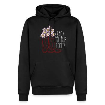 Bottes de pluie rouges et fleurs - Sweat à capuche Premium bio Homme - noir - Devant - Nico (187cm)