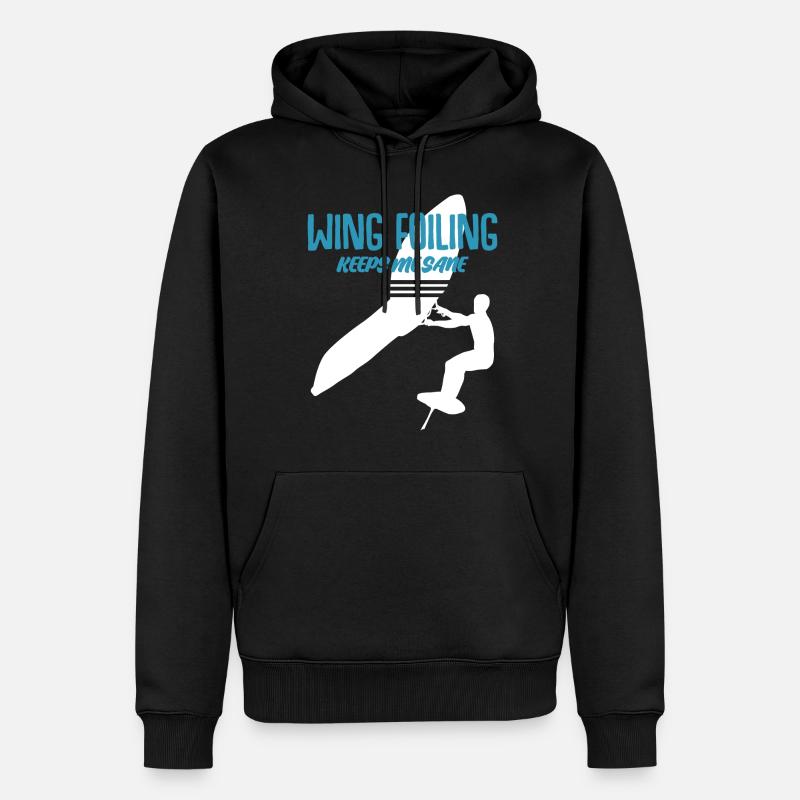 Wing Foil Aile Surf Aile - Sweat à capuche Premium bio Homme - noir