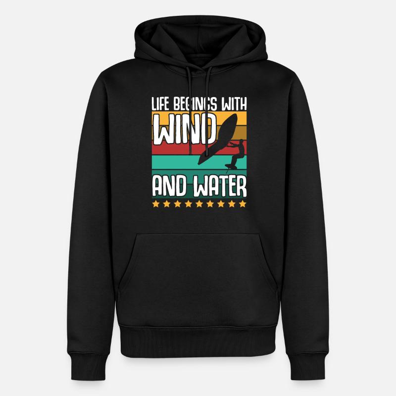 Wing Foiling Winging Foilboard - Männer Premium Bio Hoodie - Schwarz