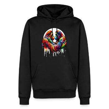 Orang-Utan Liebe - Farbberührung - Männer Premium Bio Hoodie - Schwarz - Vorne - Nico (187cm)