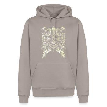 Rebel Rebel Skull - Männer Premium Bio Hoodie - Taupe - Vorne - Nico (187cm)