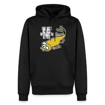 Poisson muté Tout va bien - Sweat à capuche Premium bio Homme - noir - Devant - Nico (187cm)