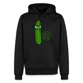 Grumpy Cucumber Middle Finger - Männer Premium Bio Hoodie - Schwarz - Vorne - Nico (187cm)