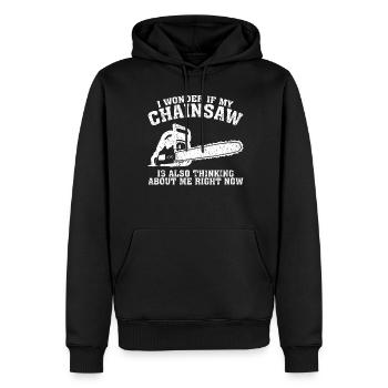 Tronçonneuse Bois Feu Tronçonneuse Bois - Sweat à capuche Premium bio Homme - noir - Devant - Nico (187cm)