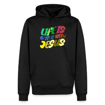 Christianisme Croix Jésus-Christ - Sweat à capuche Premium bio Homme - noir - Devant - Nico (187cm)