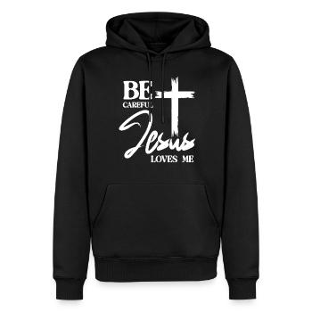 Croix Jésus-Christ Christianisme - Sweat à capuche Premium bio Homme - noir - Devant - Nico (187cm)