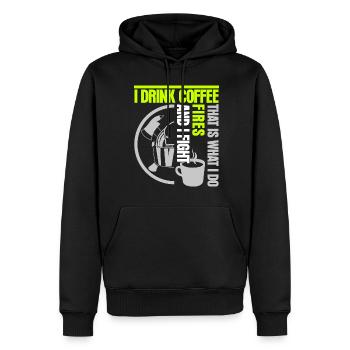Pompier Jeune pompier Pompier - Sweat à capuche Premium bio Homme - noir - Devant - Nico (187cm)