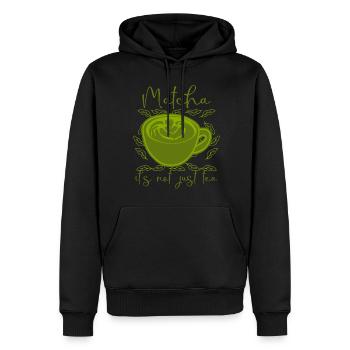 Thé Matcha en poudre Thé vert japonais - Sweat à capuche Premium bio Homme - noir - Devant - Nico (187cm)