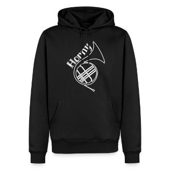 Cuivres Orchestre Cor français - Sweat à capuche Premium bio Homme - noir - Devant - Nico (187cm)