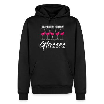 Wine Joke Drinker Wine Glass Vino - Männer Premium Bio Hoodie - Schwarz - Vorne - Nico (187cm)