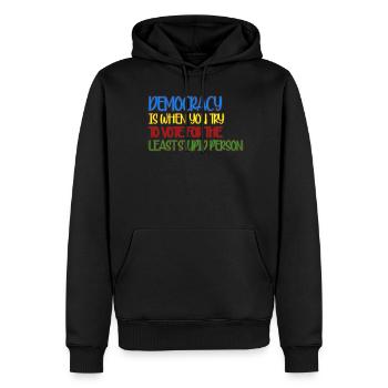 Élections Démocratie Démocratique - Sweat à capuche Premium bio Homme - noir - Devant - Nico (187cm)