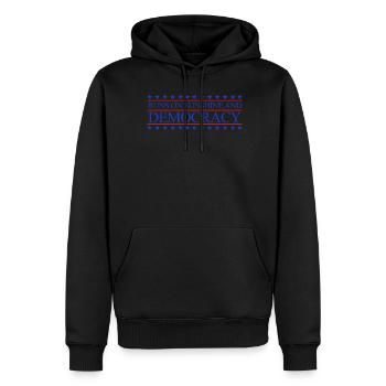 Démocratie Élections démocratiques - Sweat à capuche Premium bio Homme - noir - Devant - Nico (187cm)
