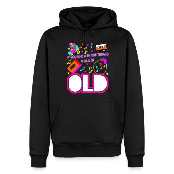 1980 Rétro des années 80 Blague - Sweat à capuche Premium bio Homme - noir - Devant - Nico (187cm)