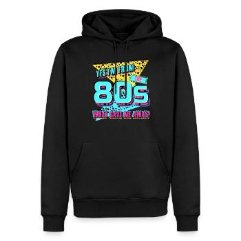 Années 80 Années 1980 Vintage - Sweat à capuche Premium bio Homme - noir - Devant - Nico (187cm)