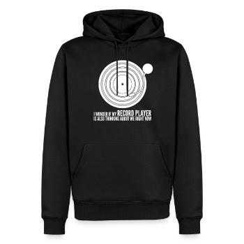 Tourne-disque vinyle - Sweat à capuche Premium bio Homme - noir - Devant - Nico (187cm)