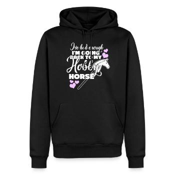 Hobby Équitation Hobby Horsing - Sweat à capuche Premium bio Homme - noir - Devant - Nico (187cm)
