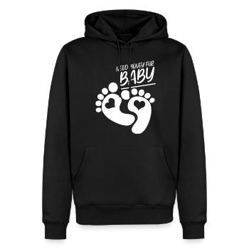 Femme enceinte, Bébé, Mère, Grossesse - Sweat à capuche Premium bio Homme - noir - Devant - Nico (187cm)