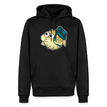 Puffer Fish with Backpack - Männer Premium Bio Hoodie - Schwarz - Vorne - Nico (187cm)