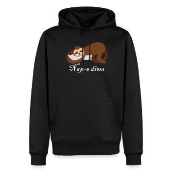 Fatigué Dormir Lit Sieste Sommeil - Sweat à capuche Premium bio Homme - noir - Devant - Nico (187cm)
