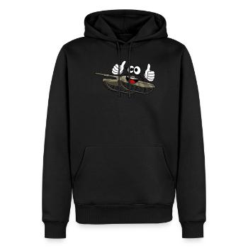 Thumbs up Tank - Männer Premium Bio Hoodie - Schwarz - Vorne - Nico (187cm)