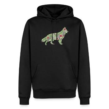 Fleurs de chien de berger blanc - Sweat à capuche Premium bio Homme - noir - Devant - Nico (187cm)