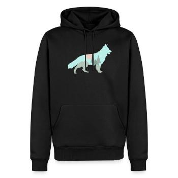 White Shepherd Dog Forest Outdoor - Men’s Premium Organic Hoodie - black - Front - Nico (187cm)