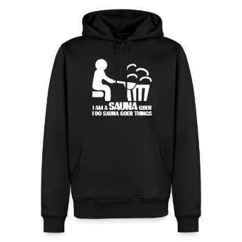 Sauna Spa Bien-être - Sweat à capuche Premium bio Homme - noir - Devant - Nico (187cm)