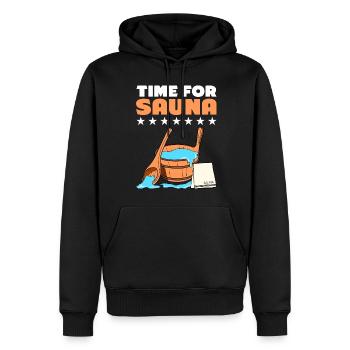 Sauna Spa bien-être - Sweat à capuche Premium bio Homme - noir - Devant - Nico (187cm)