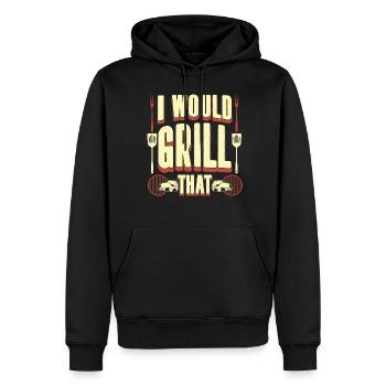 Barbecue Viande Steak BBQ Cuisinier - Sweat à capuche Premium bio Homme - noir - Devant - Nico (187cm)