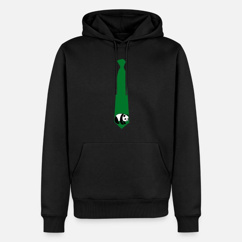 Panda Tie with Panda Bear - Männer Premium Bio Hoodie - Schwarz