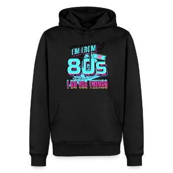Fête des années 80 1980 - Sweat à capuche Premium bio Homme - noir - Devant - Nico (187cm)