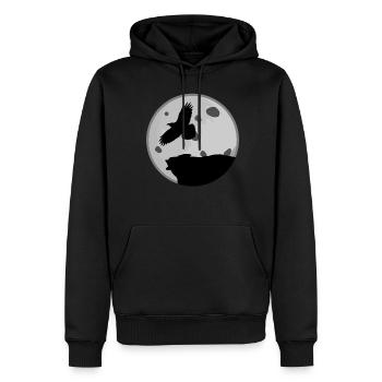 Corbeau avec lune Corbeaux corbeaux corbeaux - Sweat à capuche Premium bio Homme - noir - Devant - Nico (187cm)