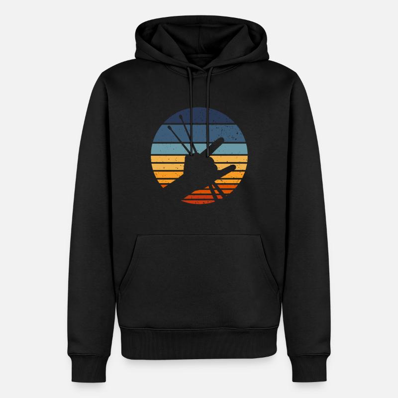 Retro Drumming Drumstick Drummer - Männer Premium Bio Hoodie - Schwarz